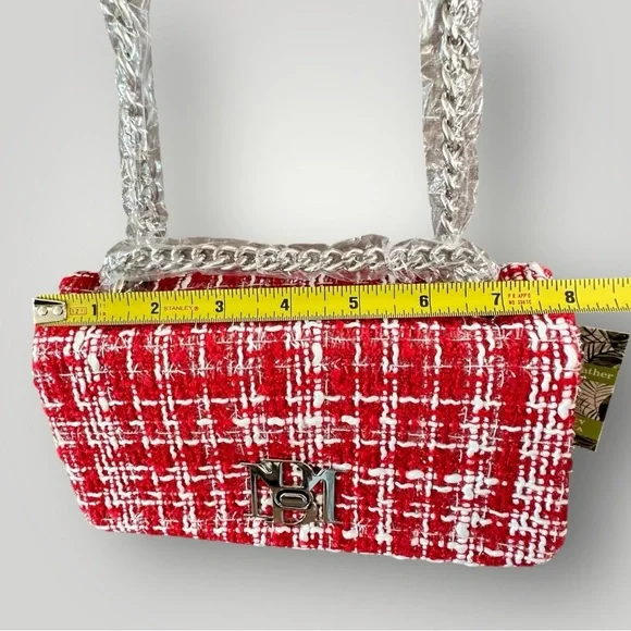 Badgley Mischka Red & White Tweed Crossbody NEW / NWT  (Retail: $149) ✨ - Picture 15 of 17